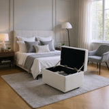 Beige Linen-Textured Storage Ottoman with Rubber Feet 634343cm Bench for Entryway, Bedroom or 90720414