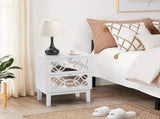 2pcs 45*30*60cm MDF Spray Paint, Smoked Mirror, Two-Drawn Carving, Bedside Table, White 22300733