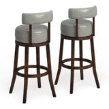 ZUN Sherly Set of 2 Bar stool 30" Swivel Stool Dark Oak Solid wood Dark Gray Leatherette Chairs Dining B01152174