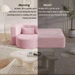 ZUN Modern Floor Sofa with 2 Pillows,Convertible Teddy Fabric Foam-Filled Sleeper Sofa Bed,15" Full Size W1885P190391