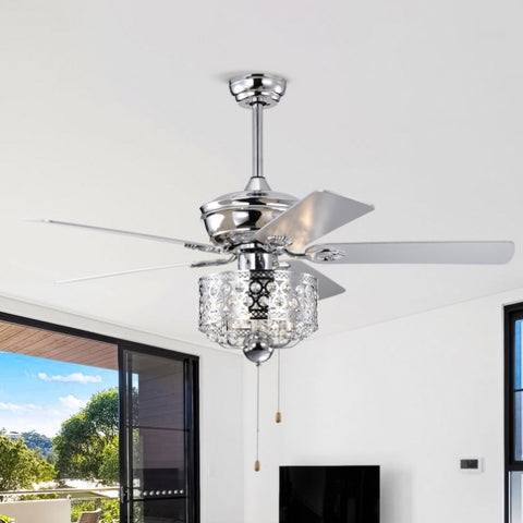 ZUN 52-inch Indoor Ceiling Fan with Pull Chain,Reversible AC motors , Pull Chain--Chrome W1592P164722