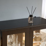 Curio Cabinet with Tempered Glass Doors, Lighted Display Cabinet with Mirrored Back Panel & W1758P297548