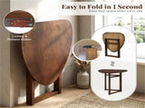 31.5" Small Folding Dining Table, Walnut Solid Wood Foldable Kitchen Table for 2 People 10727353