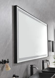 72 in. W x 36 in. H Black Framed LED Single Bathroom Mirror in Polished Crystal Bathroom W928P178044