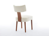 064-Set of 2 Linen Fabric Modern Armless Dining Chairs With Curved backrest and Solid Wooden Legs 98421973