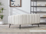 50.2'' Wide Upholstered Chenille Mini Loveseat Accent Couch, Modern Glam Small Settee with Metal W3118P397104