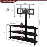 Black Multi-function TV Stand Height Adjustable Bracket Swivel 3-Tier 32486267