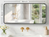 Anti-Fog Bathroom Wall Mirror 24" x 36" Shatterproof Mirror with Rectangular Metal Frame, Black 26824314