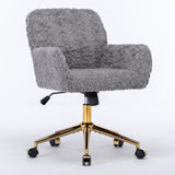 ZUN A&A Furniture Office Chair,Artificial rabbit hair Home Office Chair with Golden Metal W1143P154103