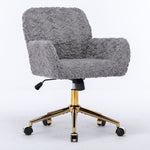 ZUN Furniture Office Chair,Artificial rabbit hair Home Office Chair with Golden Metal Base,Adjustable 45368023