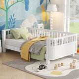 Twin Size Wood Platform Bed for Kids, Wood Low Profile Twin Bed with Rails for Girls and Boys, White W2593P296772