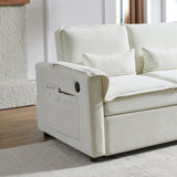 Modern Fabric Convertible Loveseat Sleeper Sofa Couch with Adjustable Backrest, 2 Seater Sofa With W1123P283641