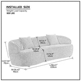 ZUN Borwn Mid Century Modern Curved Sofa, 3 Seat Cloud couch Boucle sofa Fabric Couch for Living Room, W87679952