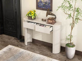TREXM Entryway Table with Fluted Design, Modern Console Table with Storage, Oval Top and 2 Drawers N715P233435A