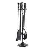 ZUN 5 Pcs Iron Fireplace Tools Set,7.28L x 7.28 Wx 31.9H in,Black 24696461