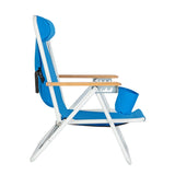 ZUN Portable High Strength Beach Chair with Adjustable Headrest Blue 99460325