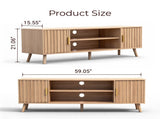 59.05 Inch Low Profile TV Stand - Light Brown Laminate Particle Board Media Console with Double 81964565