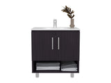 Bathroom Vanity, 2 Doors, 4 Shelves, Black Wengue B097P369431