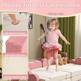 12-Piece Modular Kids Sofa All-Sponge Design Free Combination Pink & White Colorblock Corduroy 76926645