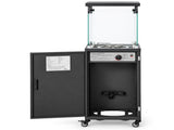 Black Rectangular Patio Heater with Glass Cover, 42 x 42 x 138 cm, Iron Construction, with Wheels 09920518