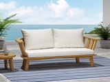 Outdoor Wooden Loveseat with Cushions - White/Teak - 55.50" W x 27.00" D x 25.50" H 70334.00WHI