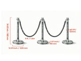6-Piece Stainless Steel Stanchion Set with 4 Black Velvet Ropes, Crowd Control Barrier for Theater, 19533536