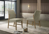 Eden Set of 2 Beige Linen Dining Chair with Rustic Oak Finish Legs B061P291331