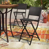 Outdoor Wicker Barstools Faux Rattan Patio Bar Stools Foldable Chair, Multibrown, Set of 2 59958.00MBN