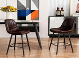 Modern Bar Stools with Swivel Mechanism, PU Padded Seats with Back Support & Metal Legs Ideal for W2699P358874