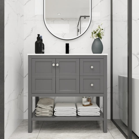 ZUN Bathroom Vanity With Soft Close Drawers and Gel Basin,36x18 W99951337