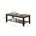 ZUN Coffee Table With Open Shelf In Dark Brown And Grey SR016384