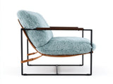 28 Inch Extra Wide Sling Accent Chair, Fully Disassembled, Rubber Wood Armrest, Metal Iron Frame, 44300841