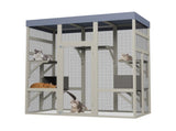 Gray Wooden Catio Outdoor Pet Enclosure with Waterproof Top, Spacious and Secure Cat House & Small W773P362350