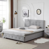 ZUN Upholstered Full Platform Storage Bed Frame with 4 Drawers, Adjustable Headboard with Button Tufted 62477493