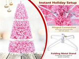 7 FT Pre-Lit Flocked Pink Christmas Tree with 8 Lighting Modes Warm White LED Lights, Hinged 48782658
