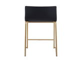 26" Contemporary Counter Stool in Gold Metal and Black Faux Leather - Set of 2 B202P222052