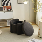 ZUN Cozy Boucle Storage Ottoman: Stylish Comfort with Hidden Storage, Grey N769P199879G