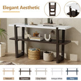 TREXM Retro Elegant Console Table with Marble-Effect Top and Versatile Storage Solutions for N715P196906B