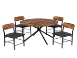 4 Seater Round Dining Table Set with Cross Legs, 1 Table and 4 Chairs, MDF with Melamine Veneer, 26247129