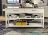 Stainless Steel Table Top White Kicthen Cart With Two Drawers W28218593