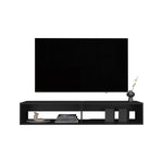 ZUN TV Stand 10.4" H, with 2 Shelves, Black B097P250856