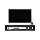 ZUN TV Stand 10.4" H, with 2 Shelves, Black B097P250856