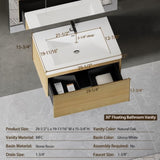 30'' Floating Bathroom Vanity Sink Combo, Modern Wall-Mounted Striped Bathroom Storage Cabinet W1573P265195