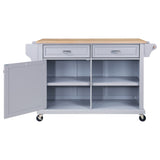 Cambridge Natural Wood Top Kitchen Island with Storage W914107254