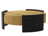 31.50" Modern Colorblocked Striped Coffee Table with Flip Top Storage Coffee Table - Natural Wood W757P383553