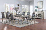 Formal 1pc Table w 2x Leaves Only Silver / Grey Finish Antique Design Rubberwood Large Family B011138665