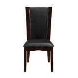 ZUN Modern Contemporary Dining Side Chairs Set of 2 Dark Brown Faux Leather Upholstered Espresso Finish B011P255724