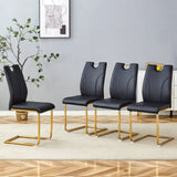 ZUN Black PU Dining Chair Set.Uniquely designed black dinings. PU material, paired with gold metal W2920P233520