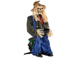 4.5ft Halloween Sitting Scarecrow Decoration with Red Light-Up Eyes, Sound-Activated Head Movement & 14917583