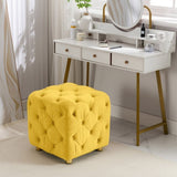 Yellow Modern Velvet Upholstered Ottoman, Exquisite Small End Table, Soft Foot Stool,Dressing Makeup W1170103516
